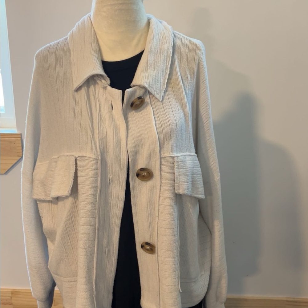 Women's Cream Jacket with Button Details